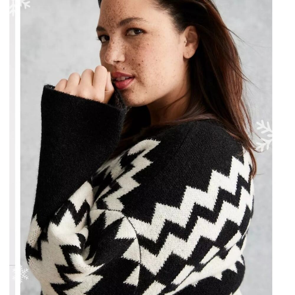 Lane Bryant NWT bracelet sleeve fair isle boatneck sweater woman's size 14/16 - Picture 15 of 15